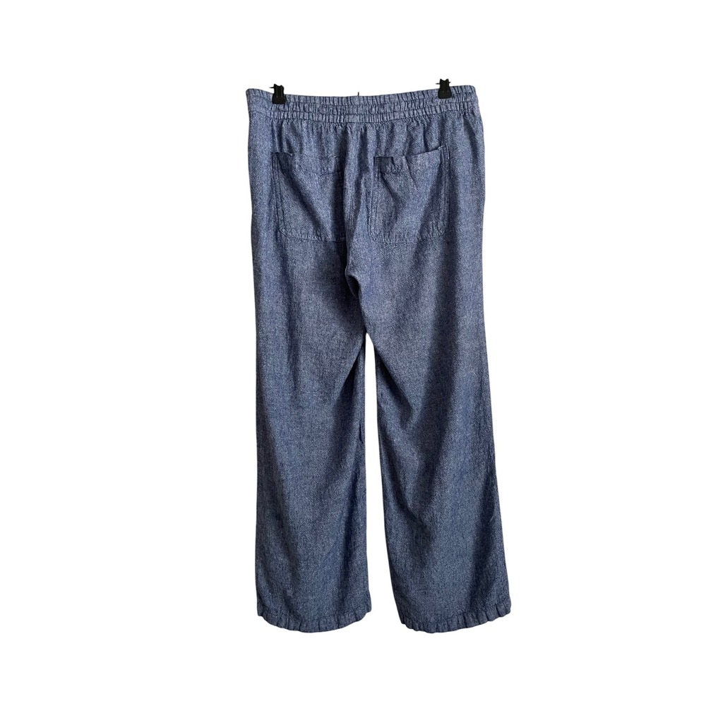 Old Navy Blue Linen Wide Leg Pull On Pants Medium Coastal Euro Summer Capsule - Picture 5 of 7